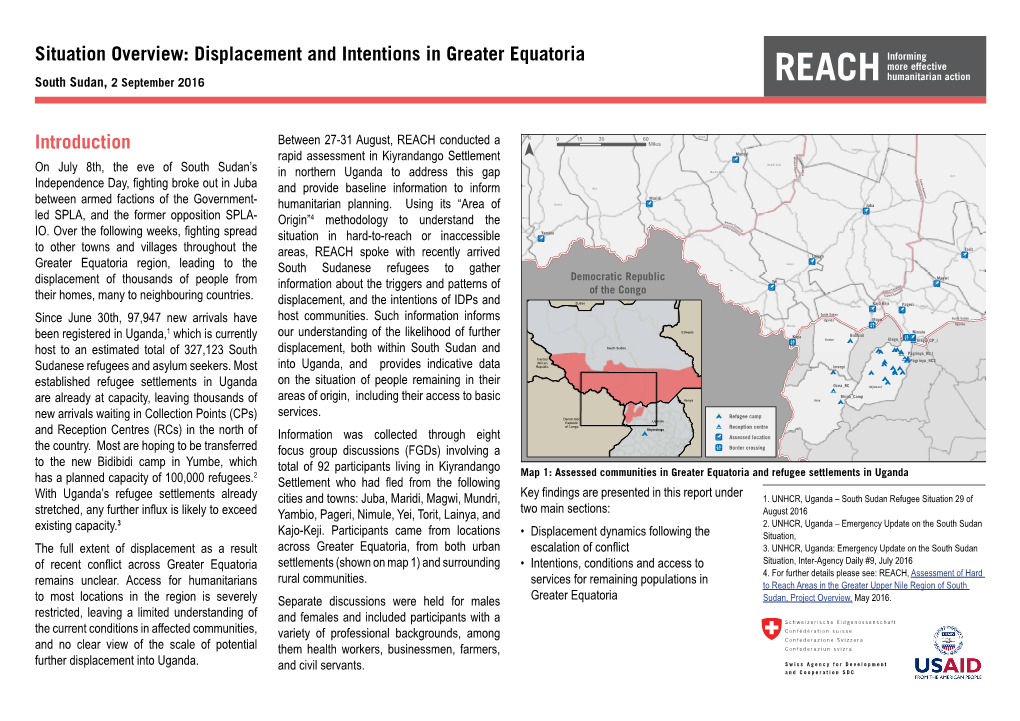 Situation Overview: Displacement and Intentions in Greater Equatoria