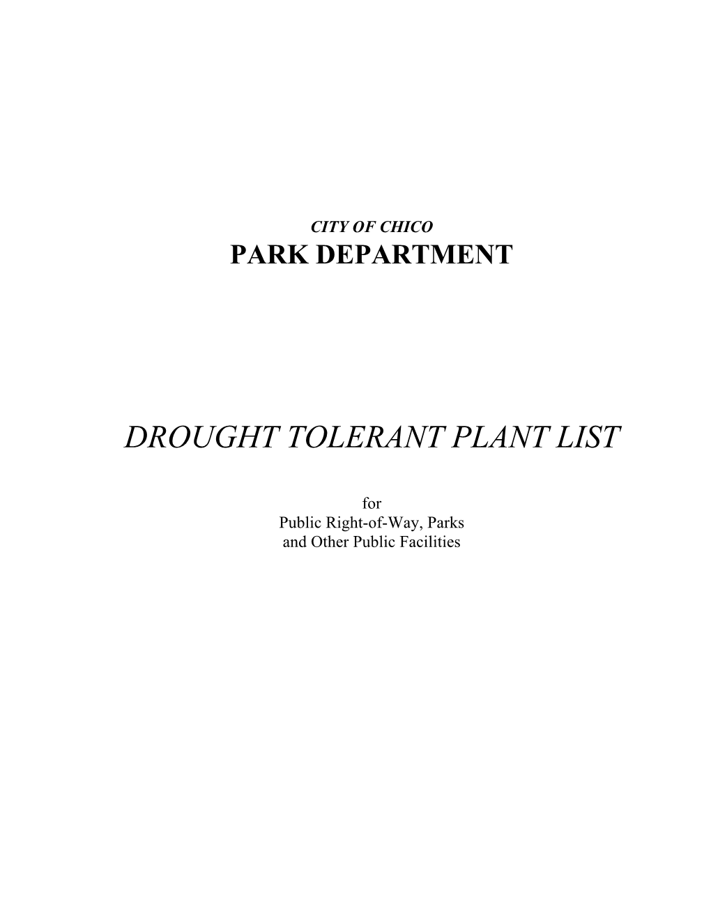 Drought Tolerant Plant List