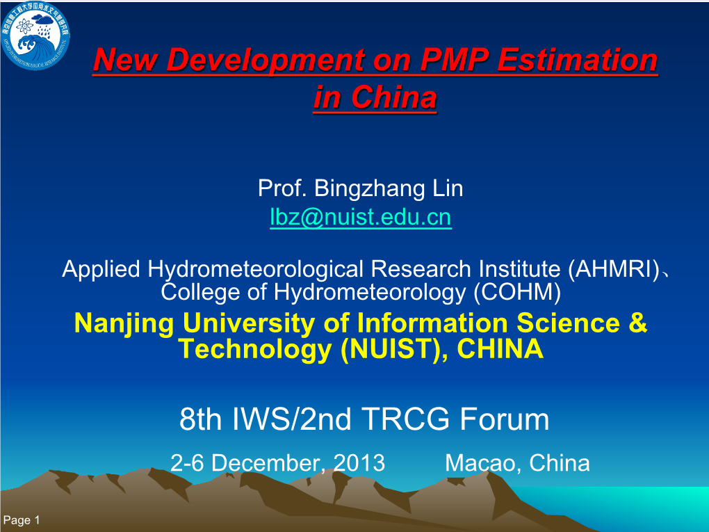 New Development on PMP Estimation in China 8Th
