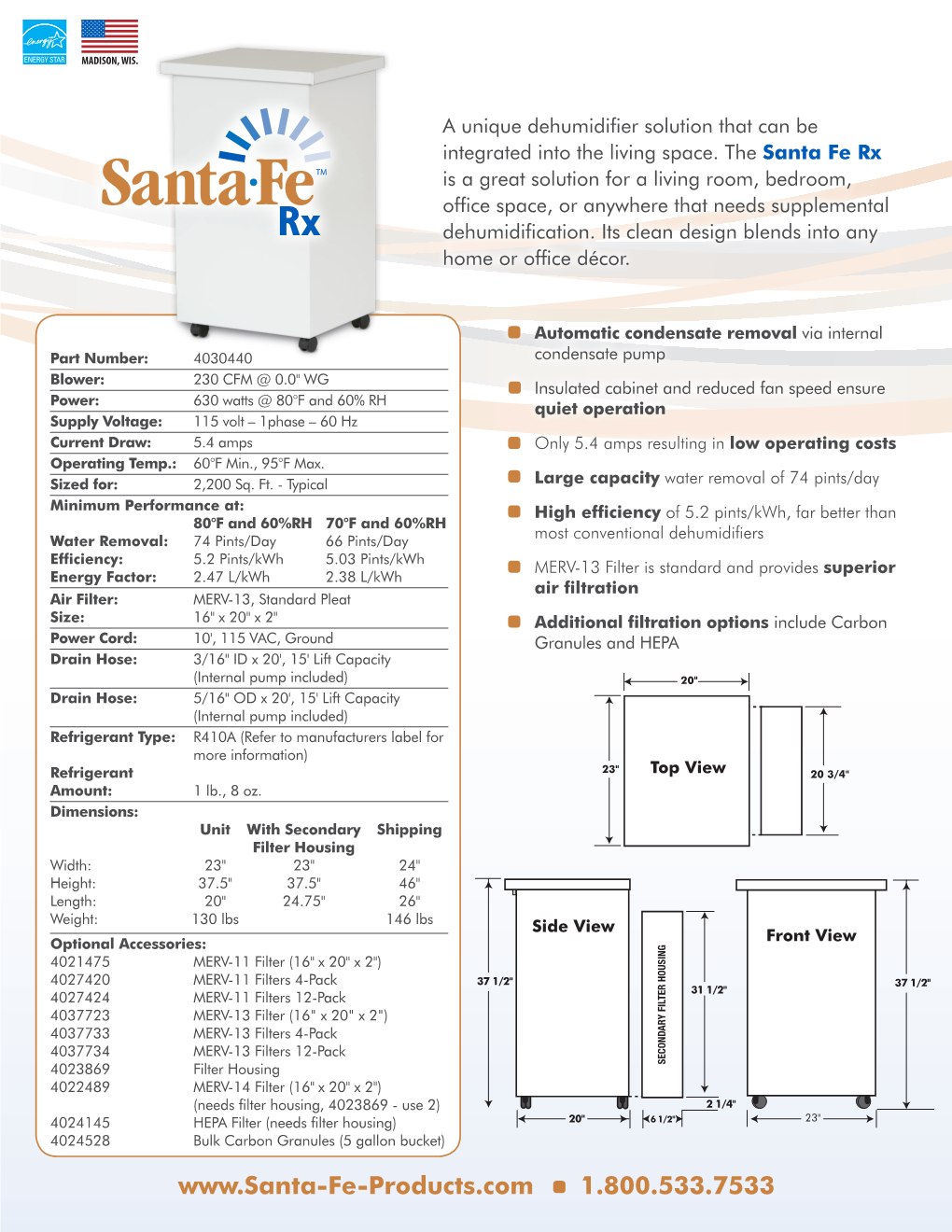 Santa Fe Rx Spec Sheet
