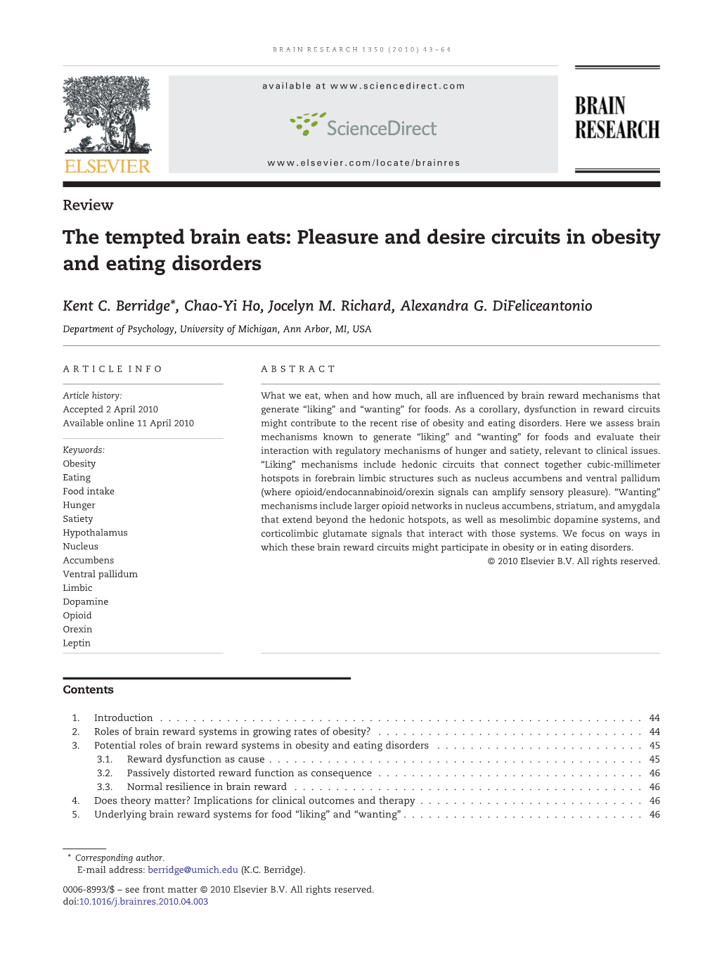 The Tempted Brain Eats: Pleasure and Desire Circuits in Obesity and Eating Disorders