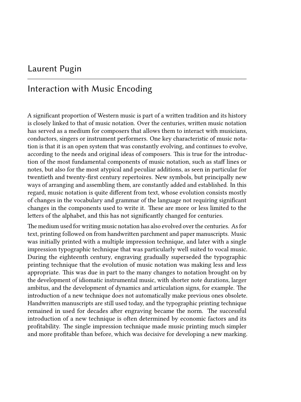 Laurent Pugin Interaction with Music Encoding