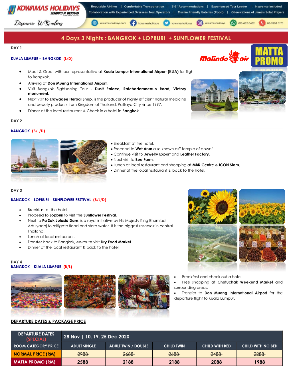 4 Days 3 Nights : BANGKOK + LOPBURI + SUNFLOWER FESTIVAL