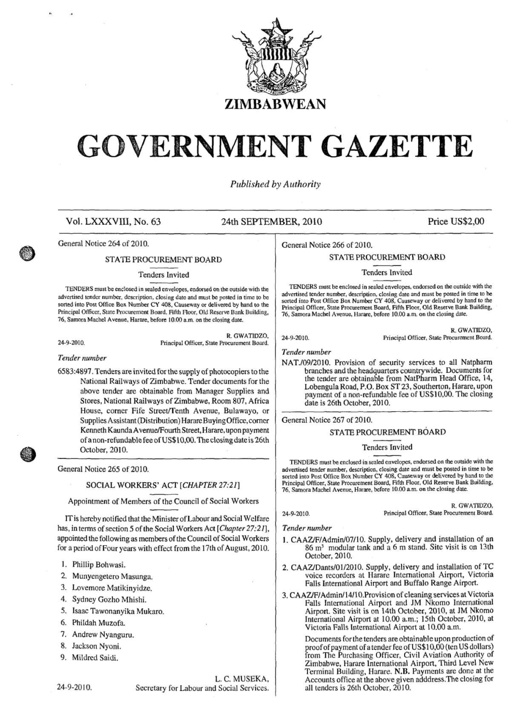 Vernment Gazette