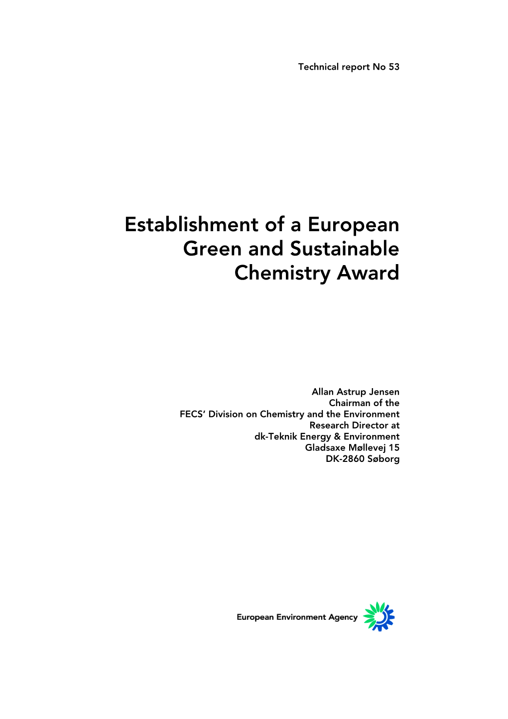 Establishment of a European Green and Sustainable Chemistry Award