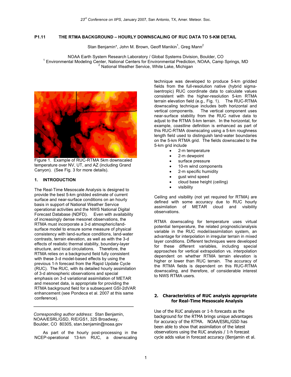 P1.11 the Rtma Background – Hourly Downscaling of Ruc Data to 5-Km Detail