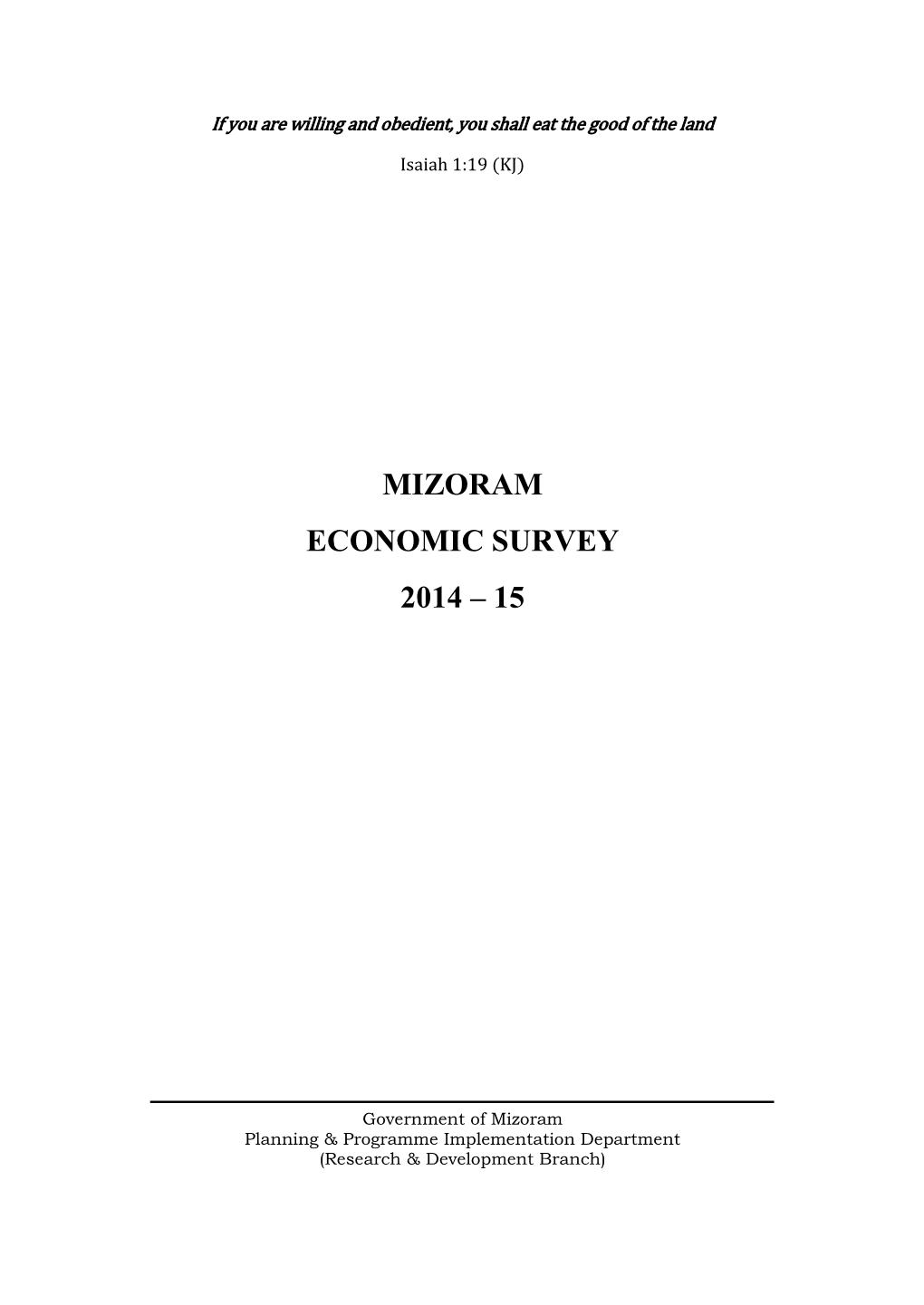 Mizoram Economic Survey 2014 – 15