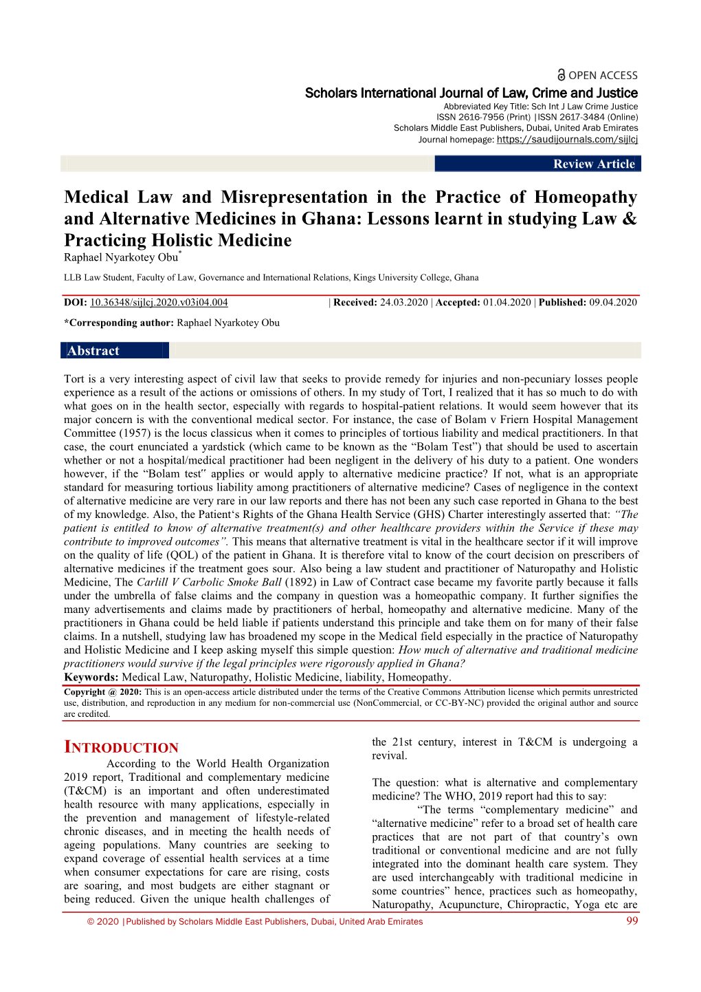 Medical Law and Misrepresentation In