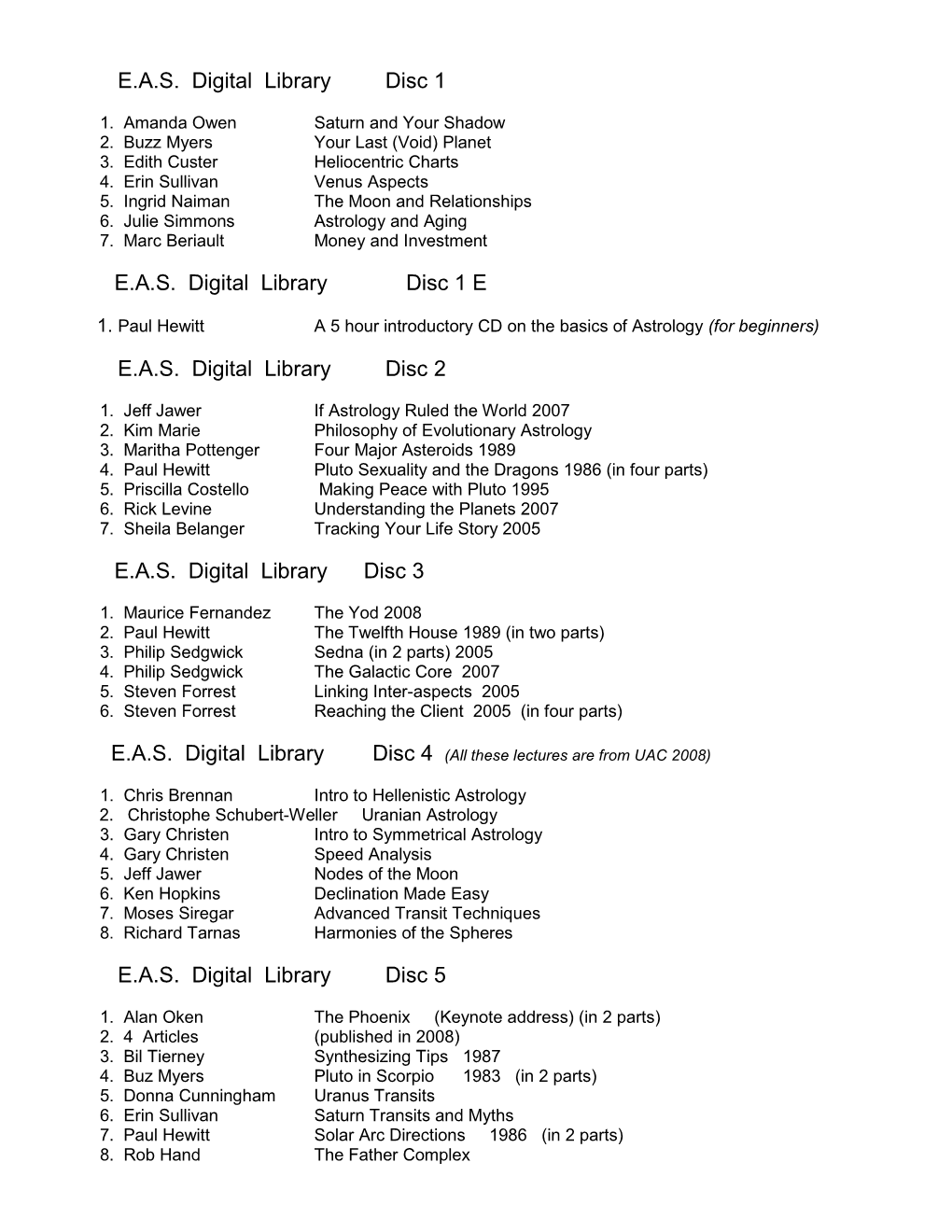 EAS Digital Library Disc 1