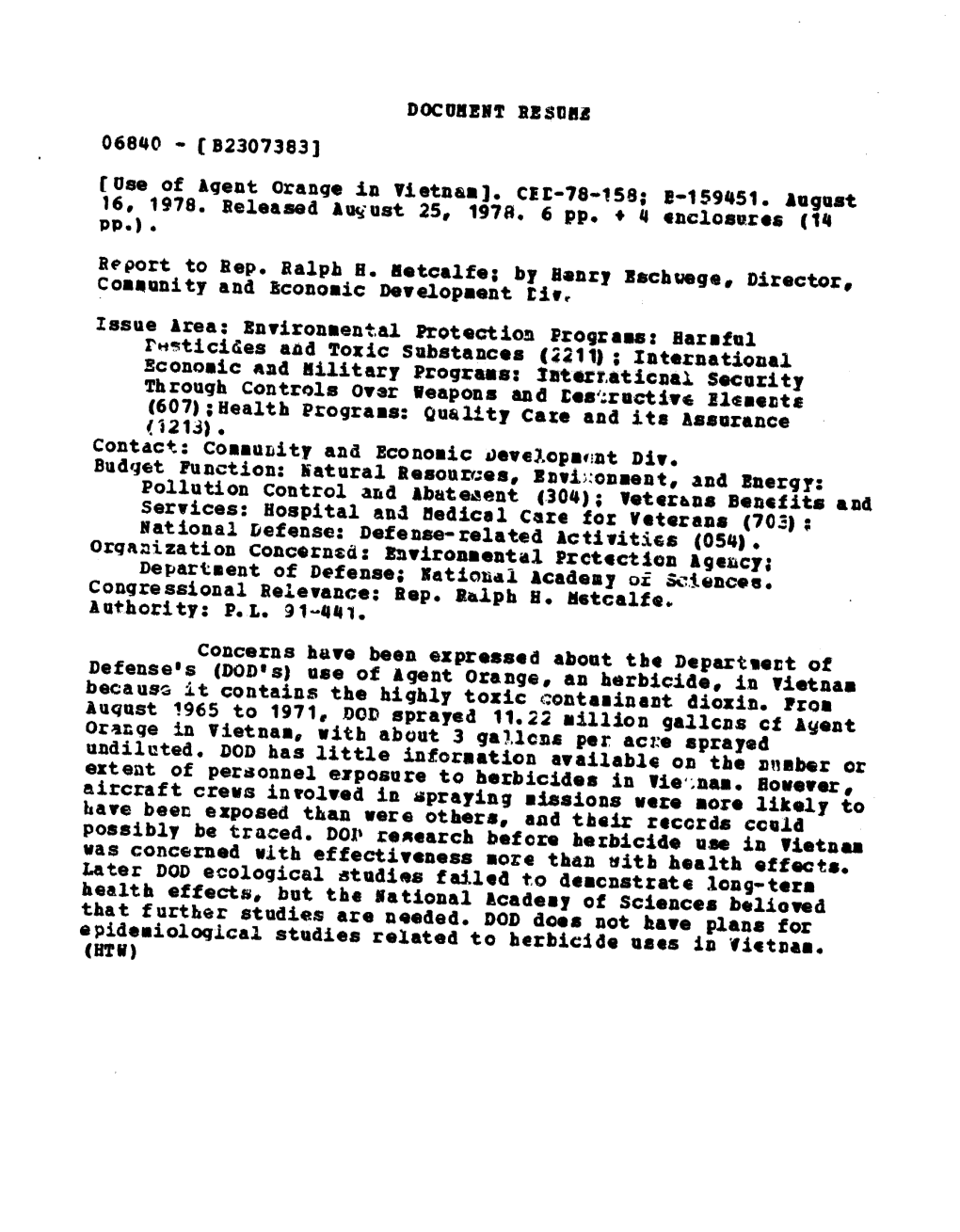 CED-78-158 Use of Agent Orange in Vietnam