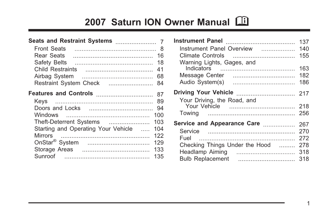 2007 Saturn ION Owner Manual M
