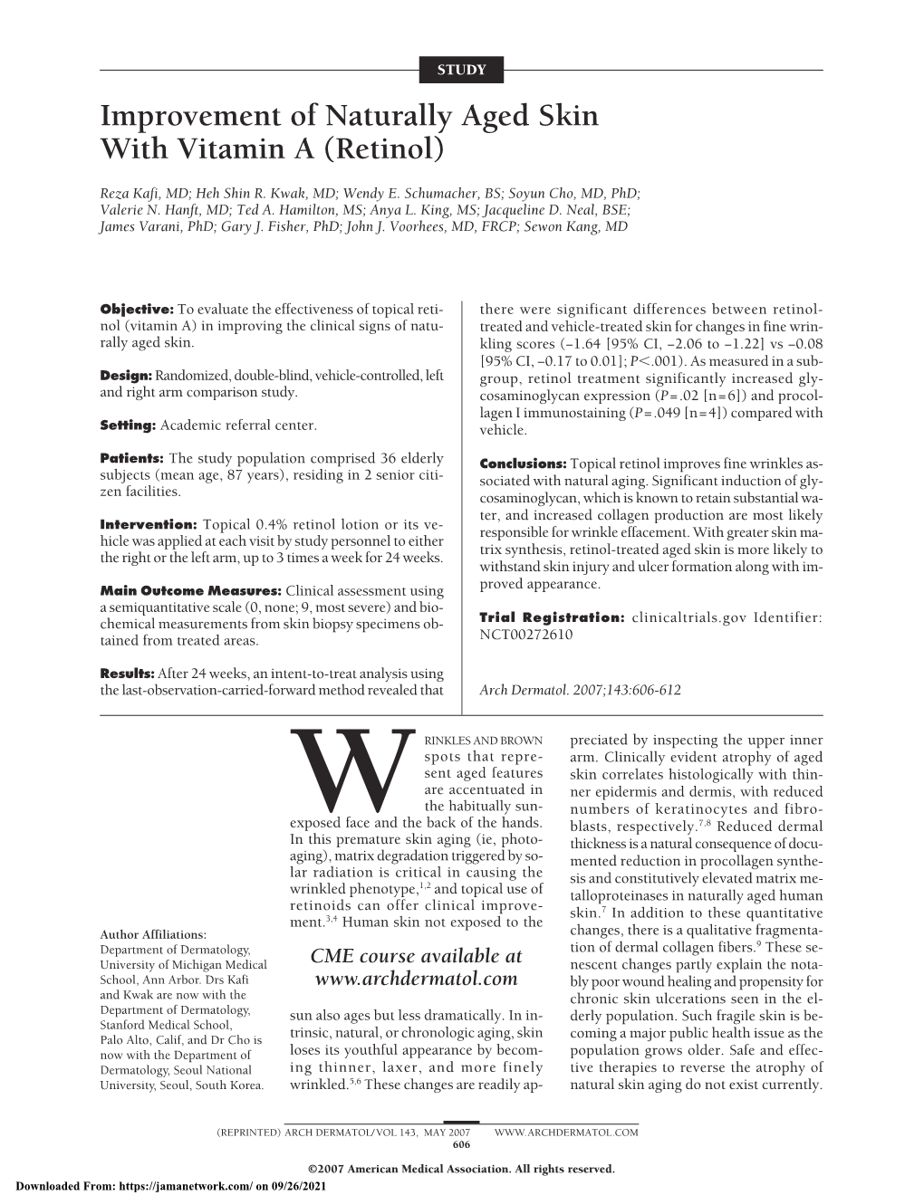 Improvement of Naturally Aged Skin with Vitamin a (Retinol)