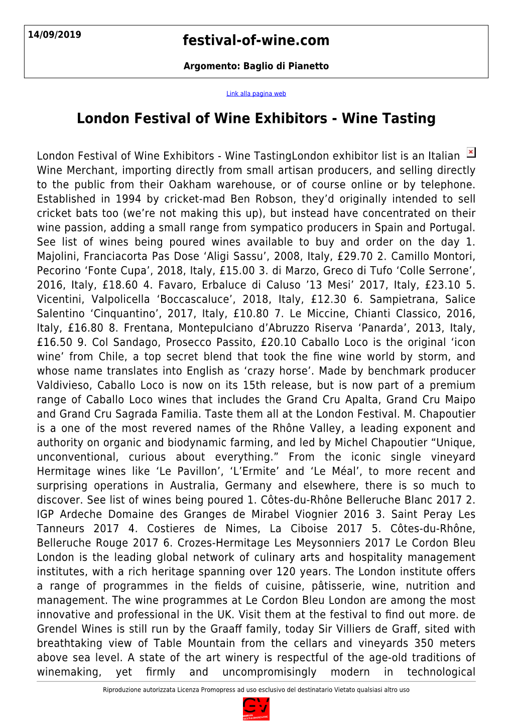 Festival-Of-Wine.Com London Festival of Wine Exhibitors