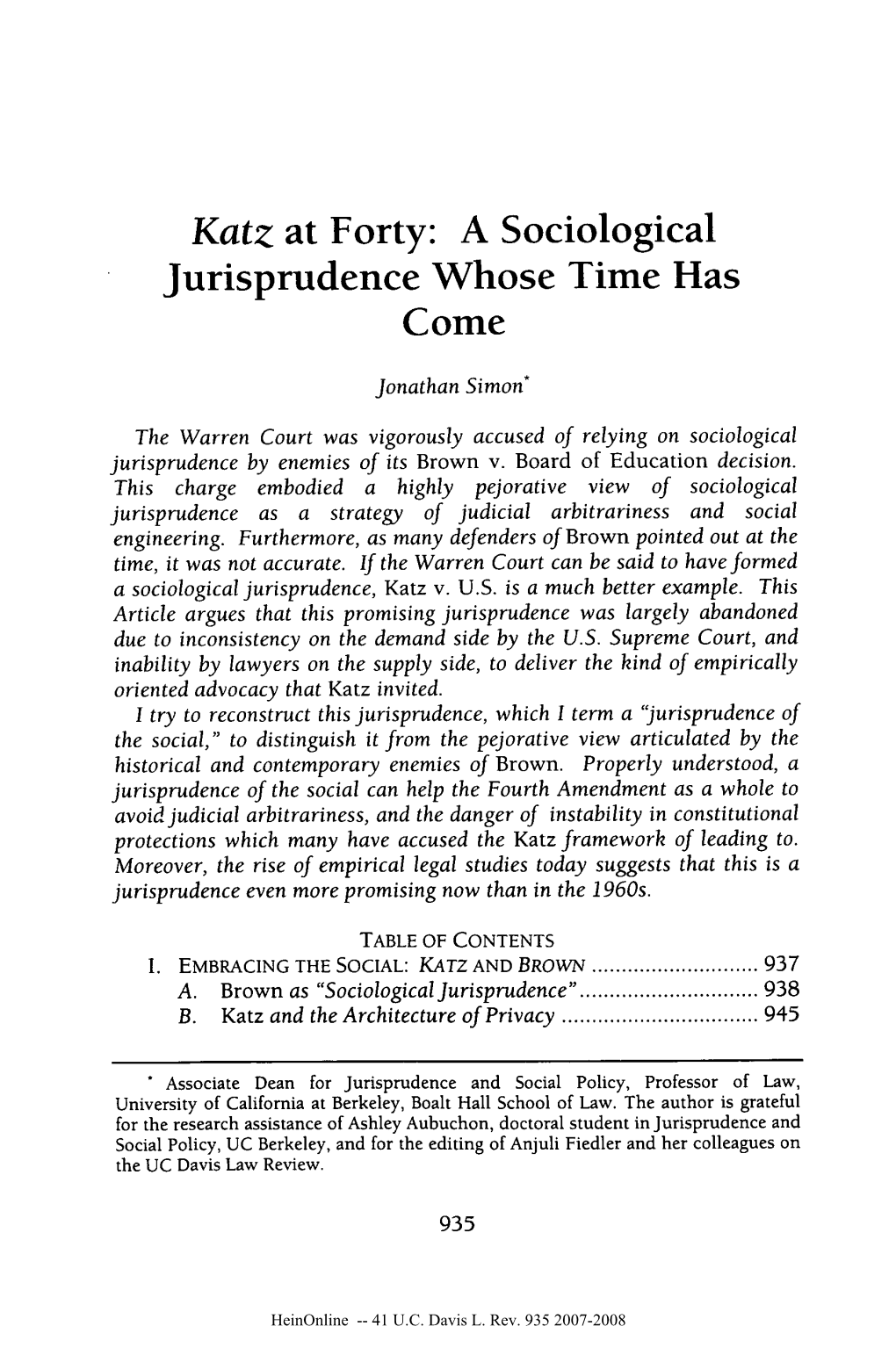 A Sociological Jurisprudence Whose Time Has Come