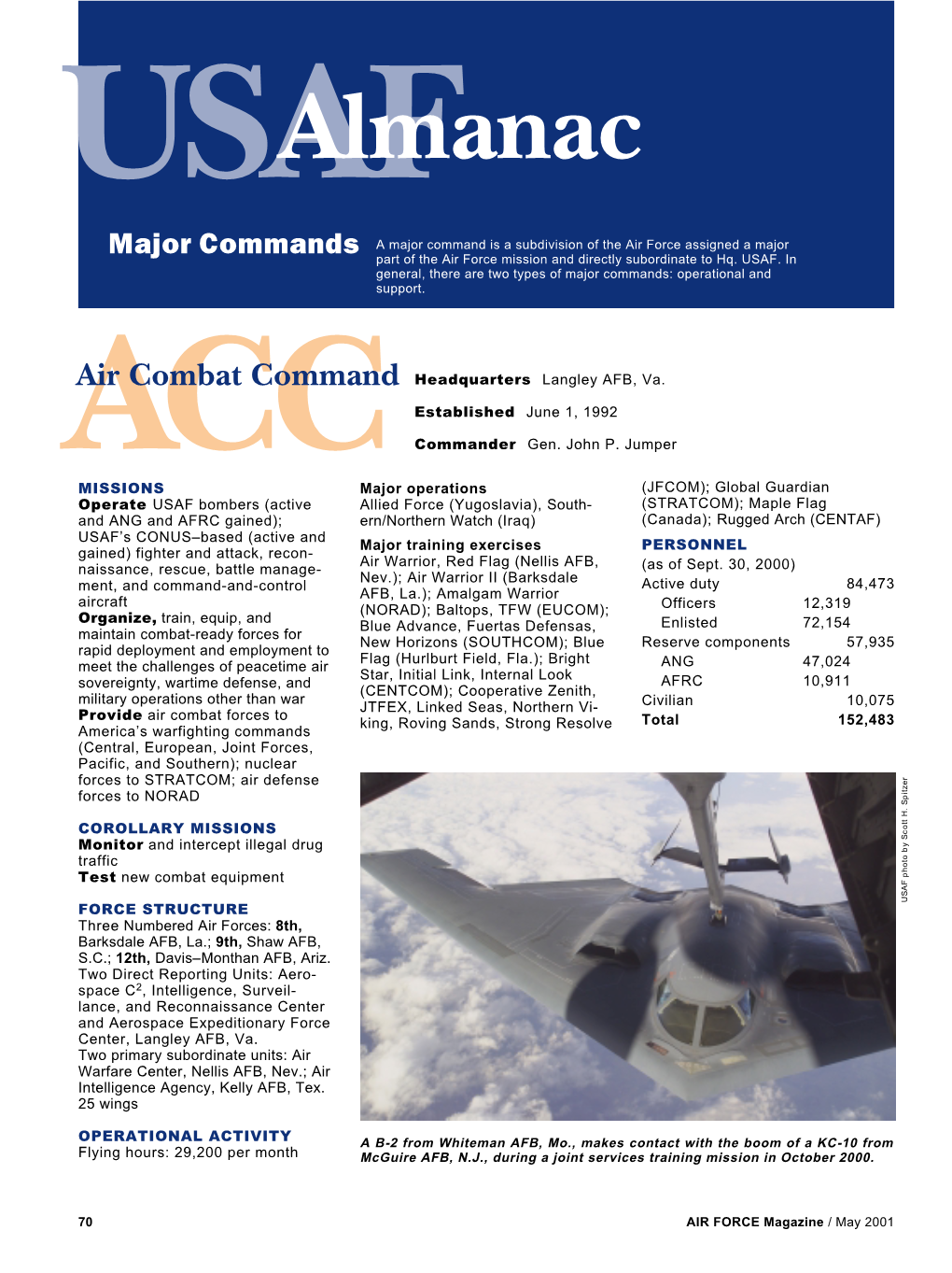 Usafalmanac � Major Commands a Major Command Is a Subdivision of the Air Force Assigned a Major Part of the Air Force Mission and Directly Subordinate to Hq