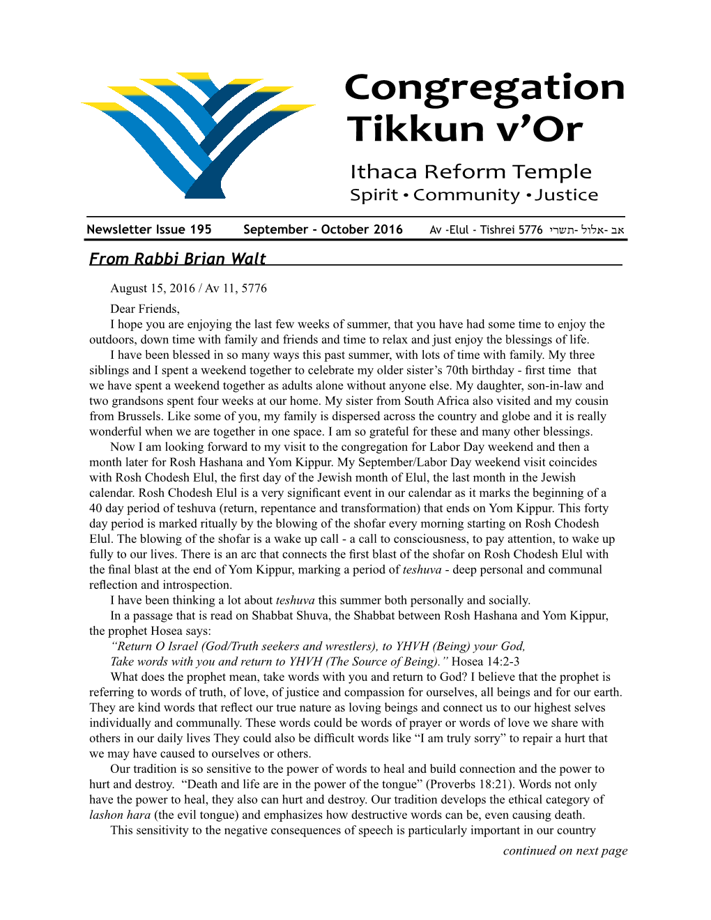 Congregation Tikkun V'or