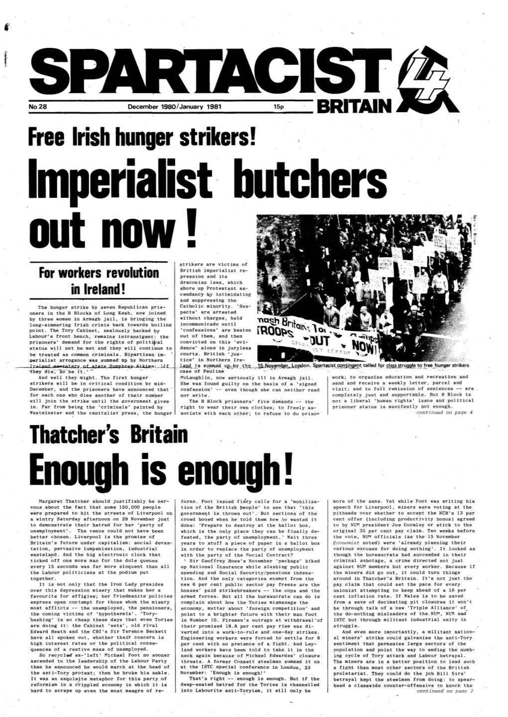 Free Irish Hunger Strikers! Thatcher's Britain