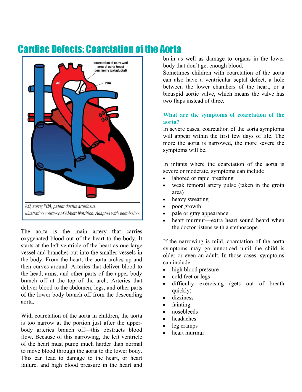 Cardiac Defects: Coarctation of the Aorta