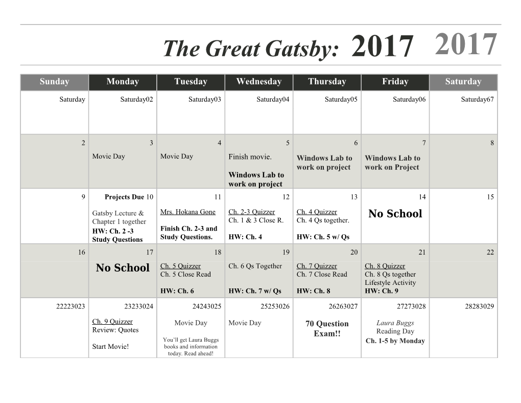 The Great Gatsby: April