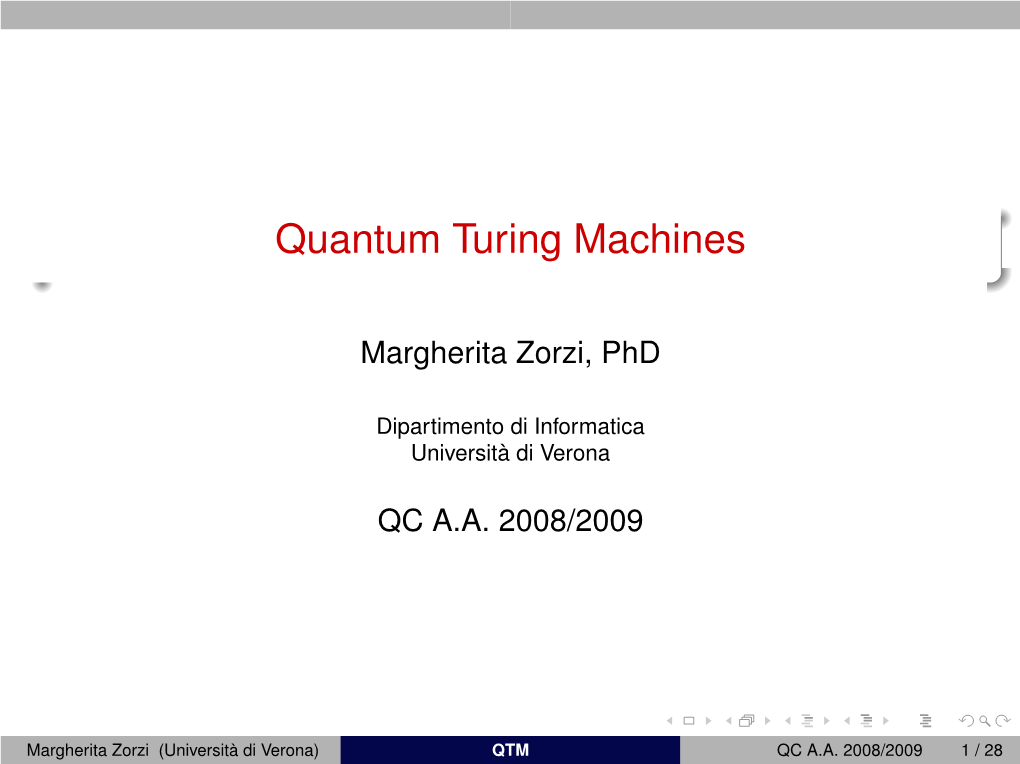 Quantum Turing Machines