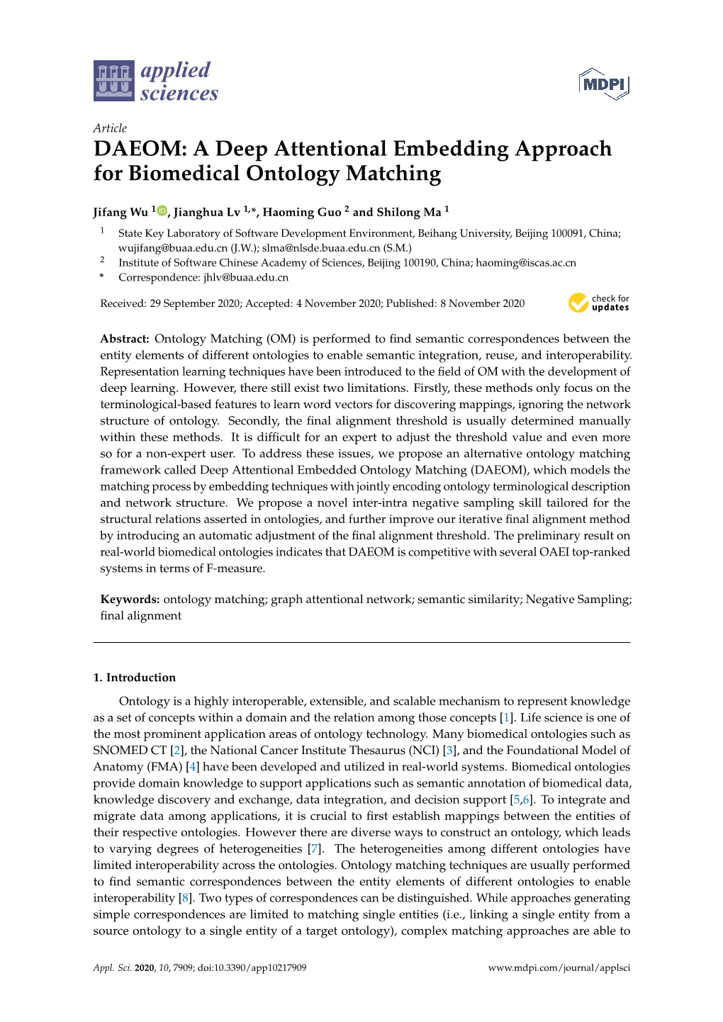 A Deep Attentional Embedding Approach for Biomedical Ontology Matching