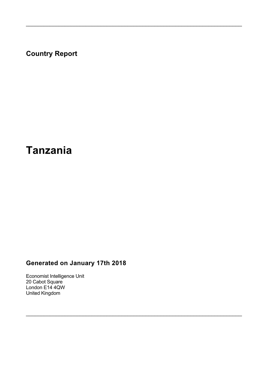 Country Report Tanzania January 2018