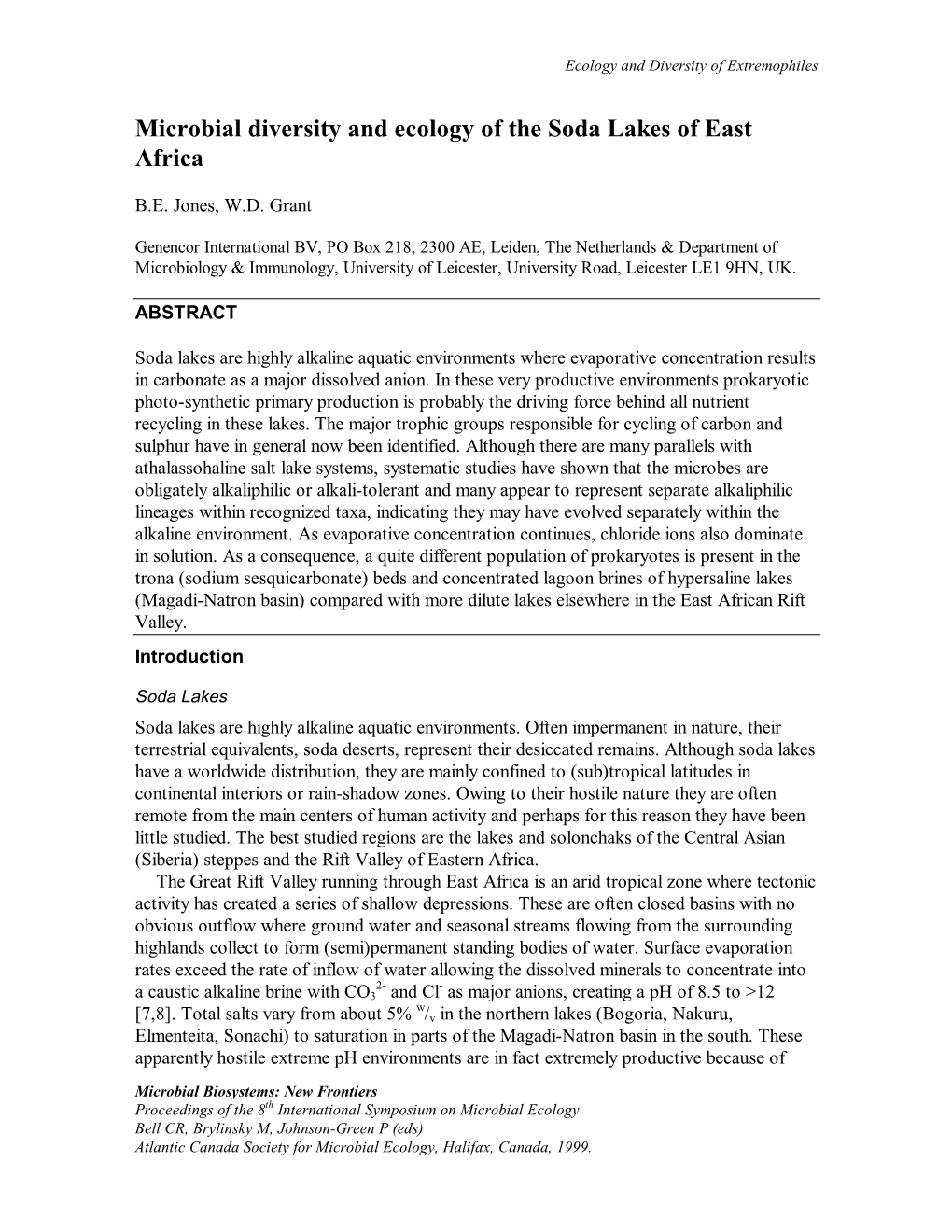 Microbial Diversity and Ecology of the Soda Lakes of East Africa