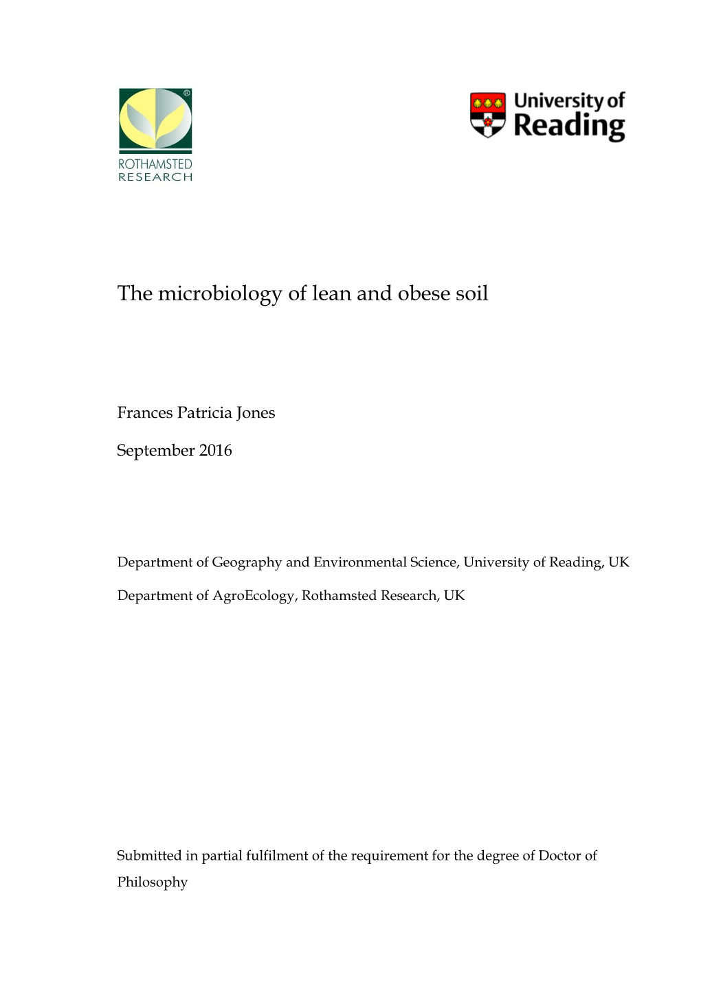 The Microbiology of Lean and Obese Soil