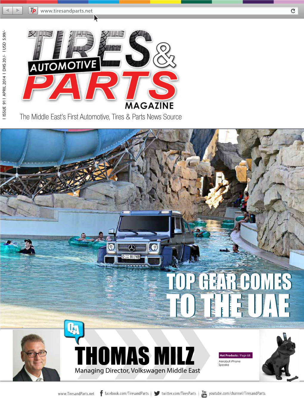 APRIL 2014 L DHS 20 /- L USD 5.99/- the Middleeast’S First Automotive, Tires &Parts Newssource T P Speake Aerobull Iphone Hot Products/Page68