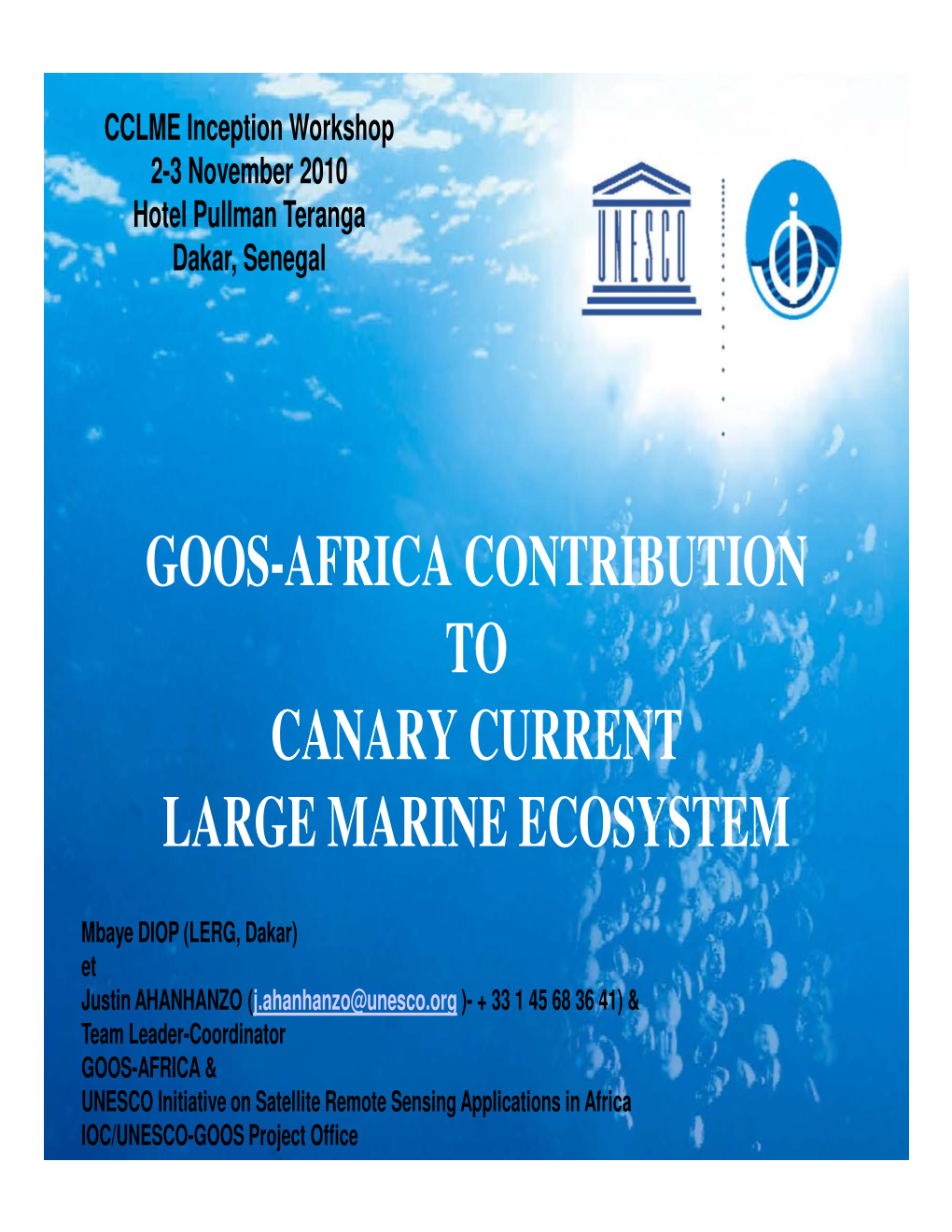 Goos-Africa Contribution to Canary Current Large Marine Ecosystem