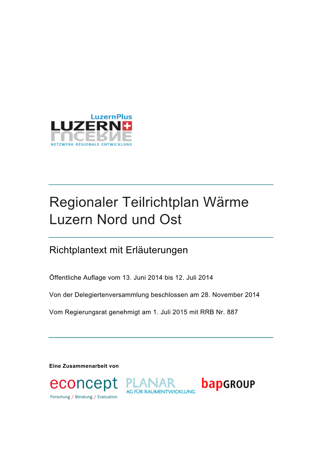 Regionaler Teilrichtplan Wärme Luzern Nord Und Ost