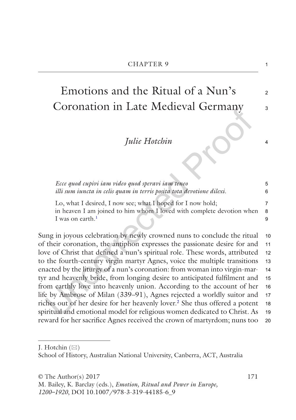 Emotions and the Ritual of a Nun's Coronation in Late Medieval Germany