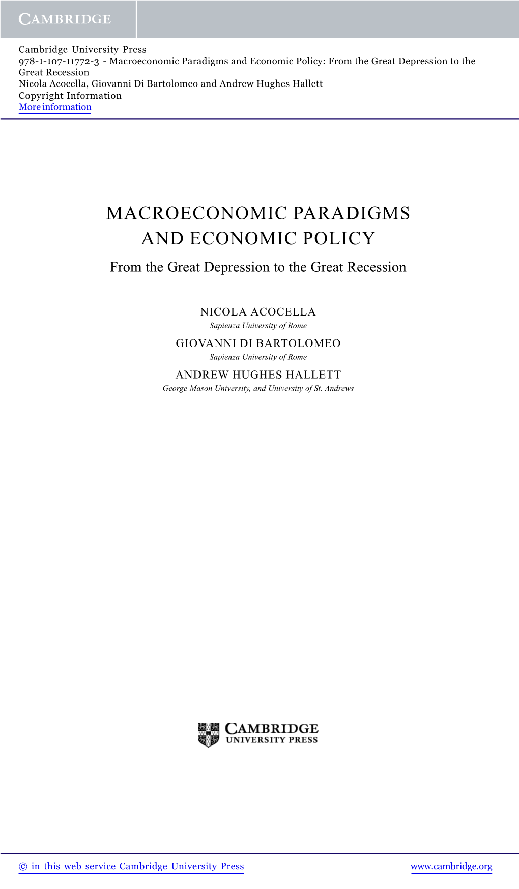 Macroeconomic Paradigms