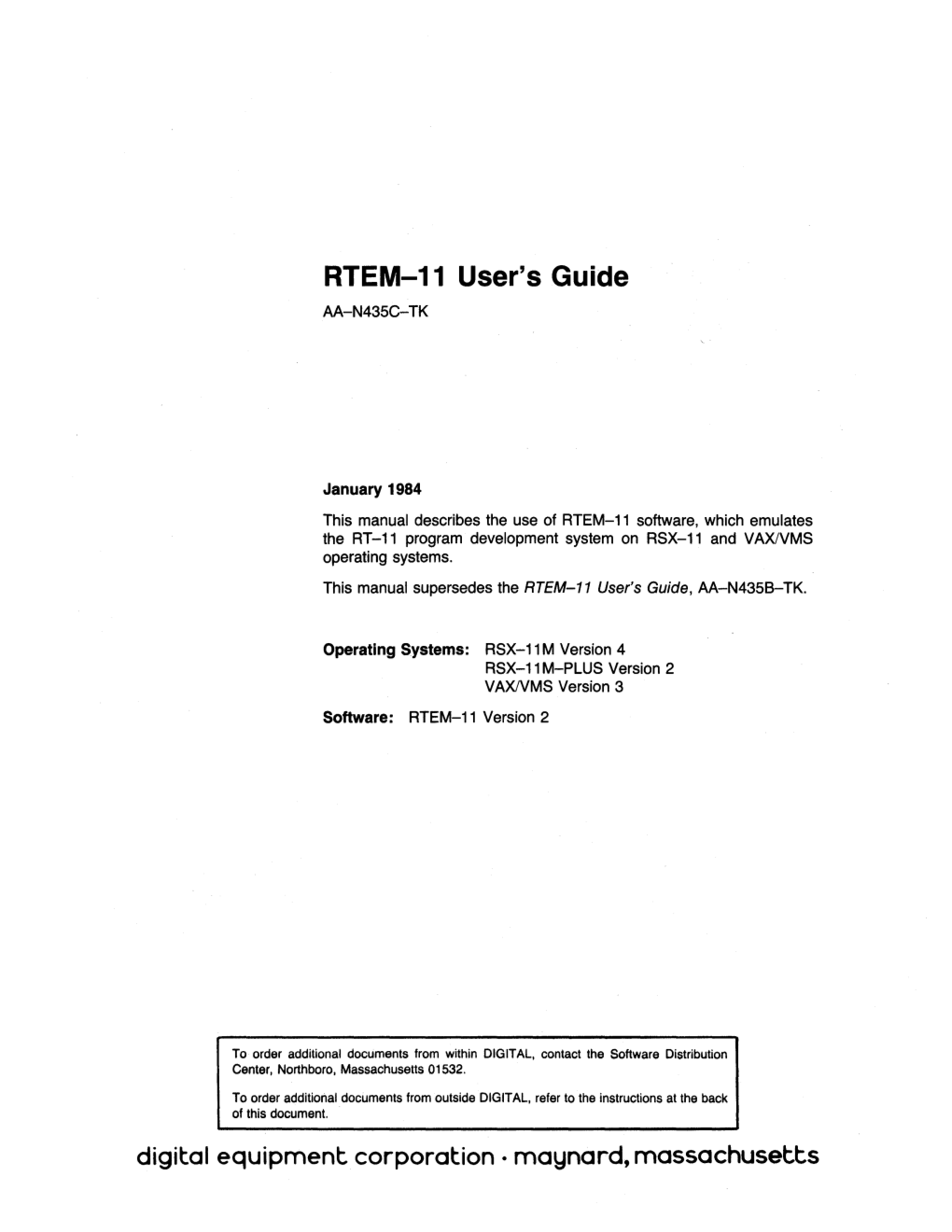 RTEM-11 User's Guide AA-N435C-TK
