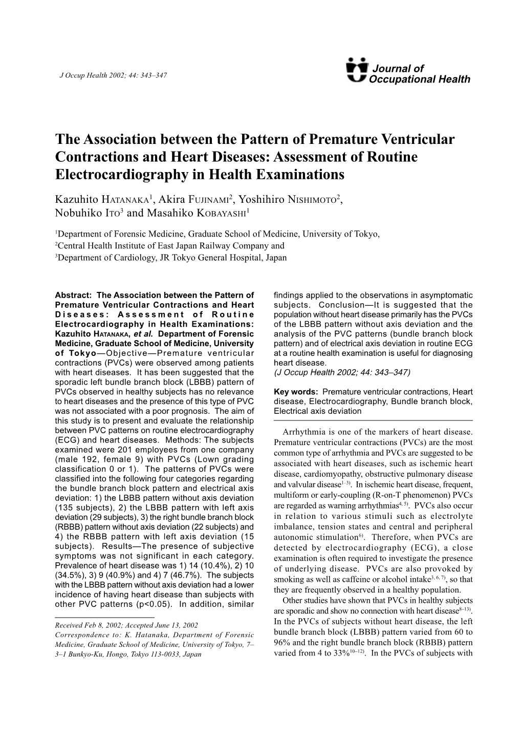 The Association Between the Pattern of Premature Ventricular Contractions and Heart Diseases: Assessment of Routine Electrocardiography in Health Examinations