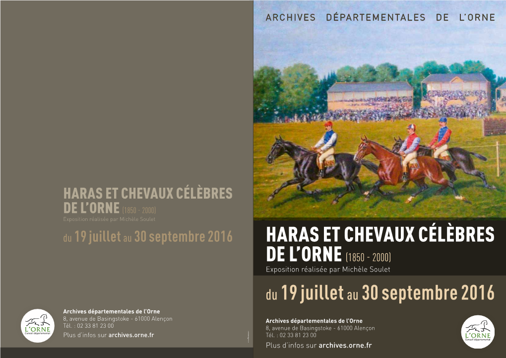 Haras Et Chevaux Célèbres De L'orne (1850-2000)