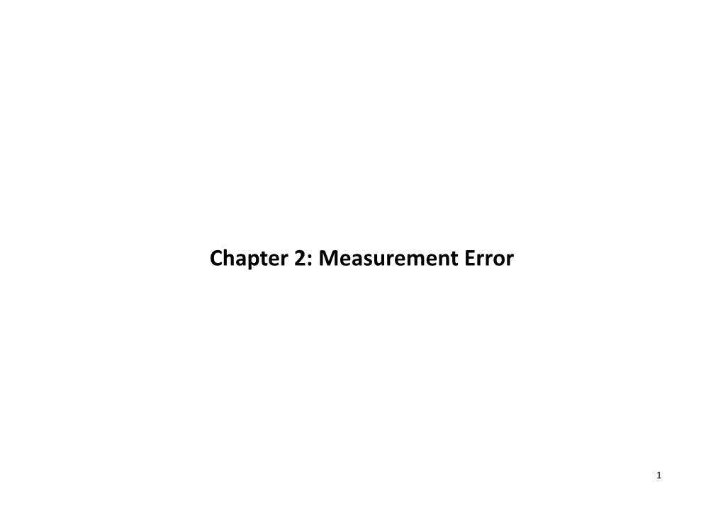 Chapter 2: Measurement Error