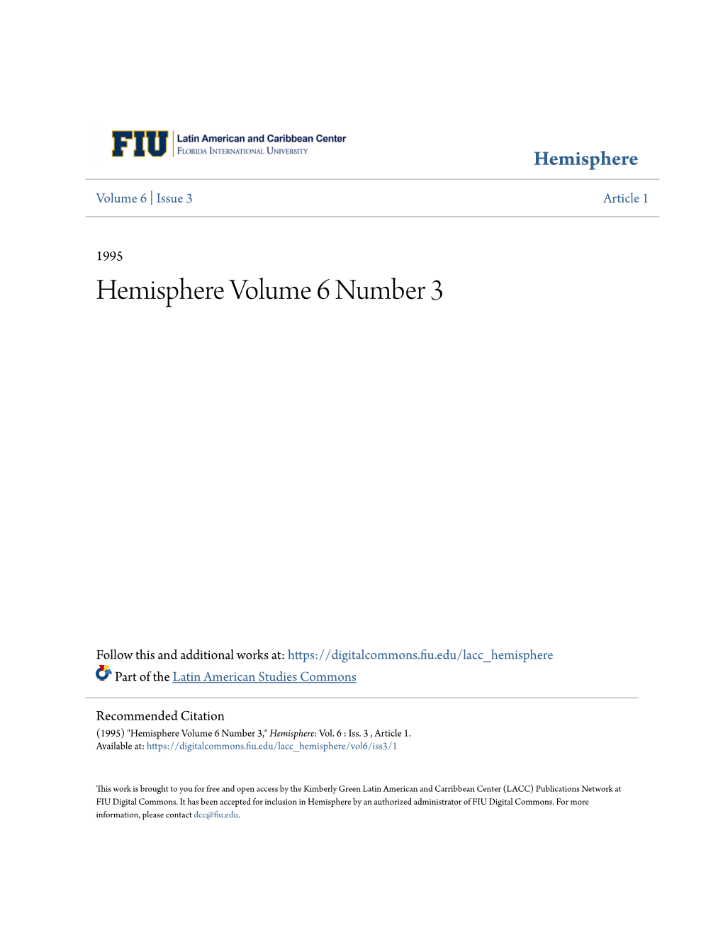 Hemisphere Volume 6 Number 3