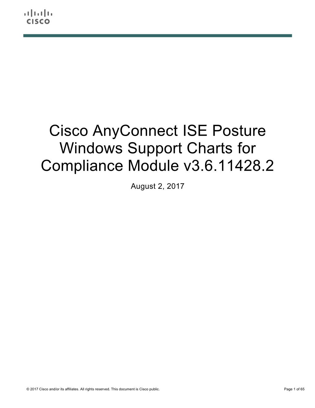 Cisco Anyconnect ISE Posture Windows Support Charts for Compliance Module V3.6.11428.2