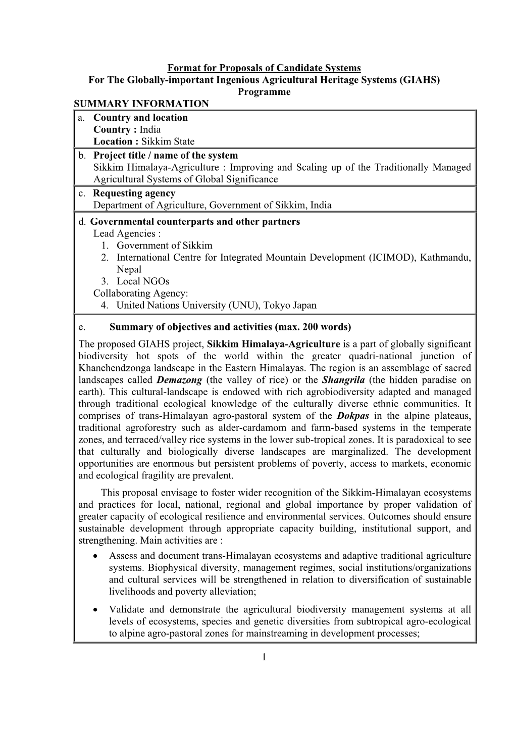 Format for Case Studies