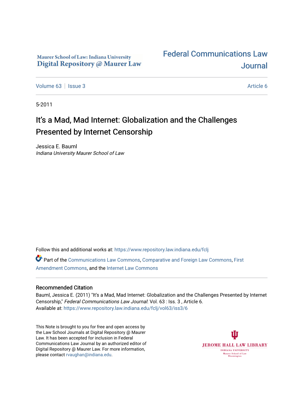 Globalization and the Challenges Presented by Internet Censorship