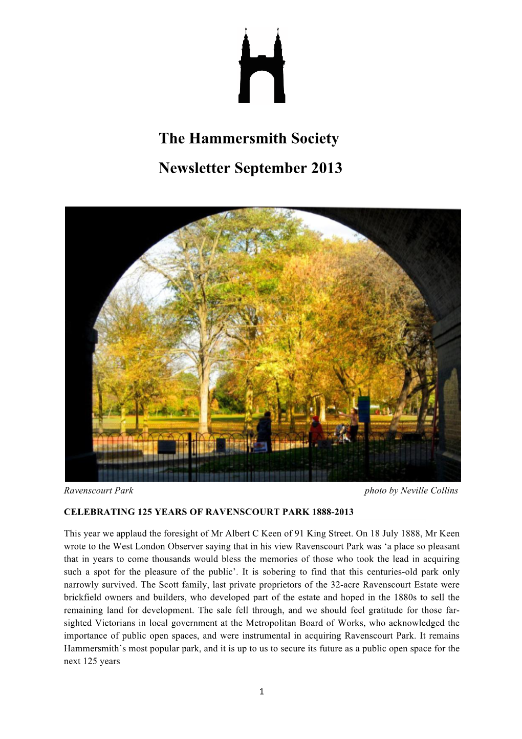 The Hammersmith Society Newsletter September 2013
