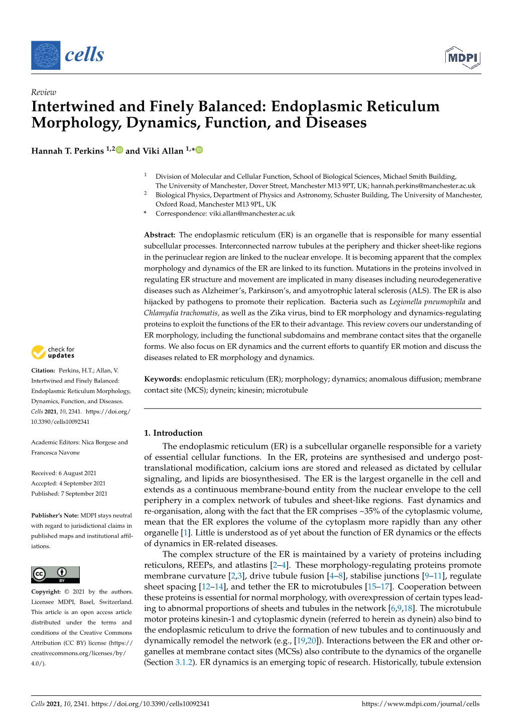 Endoplasmic Reticulum Morphology, Dynamics, Function, and Diseases