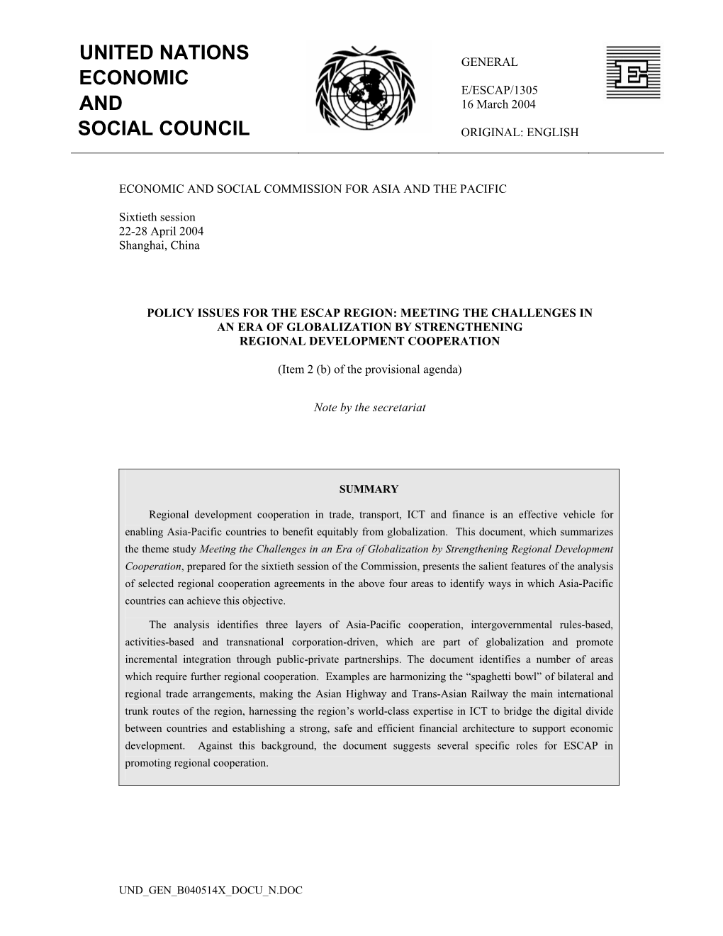 United Nations Economic and Social Council