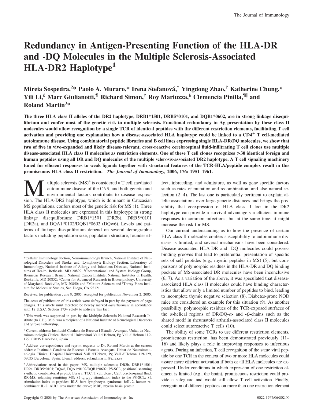 Haplotype Multiple Sclerosis-Associated HLA-DR2 Of