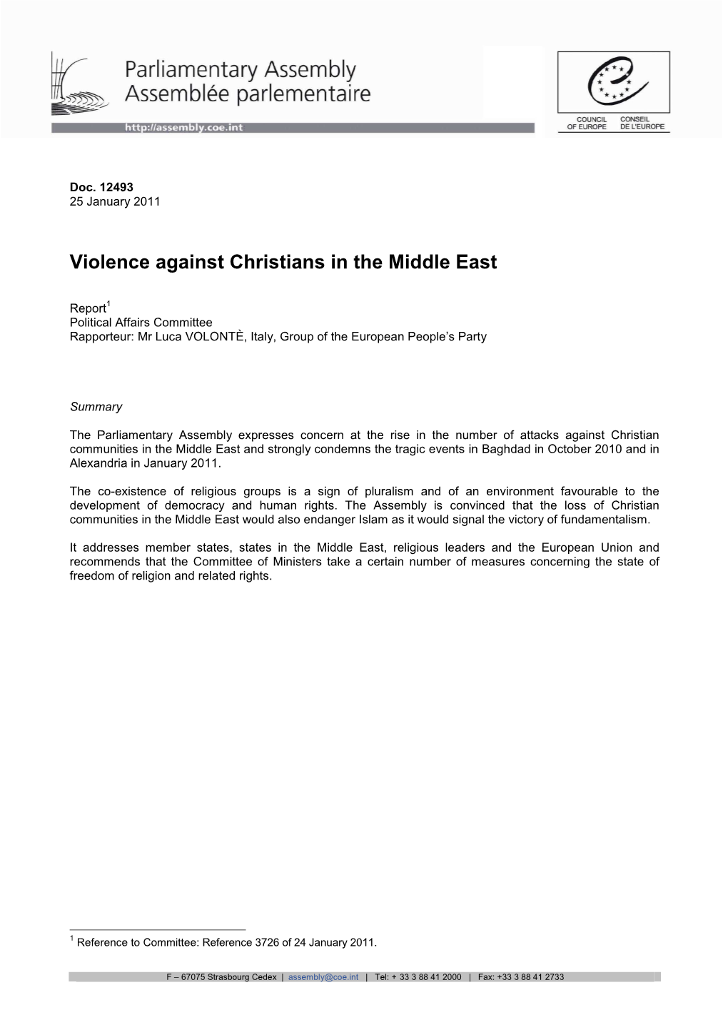 Violence Against Christians in the Middle East