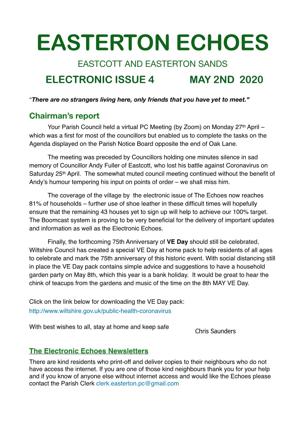 EE Easterton Echoes May 2Nd 2020. Issue 4