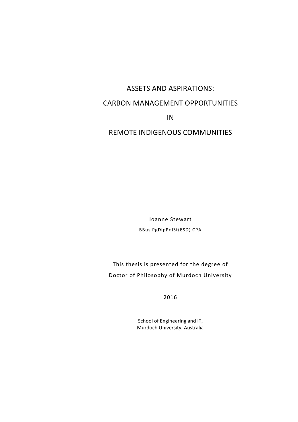 Carbon Management Opportunities in Remote Indigenous Communities