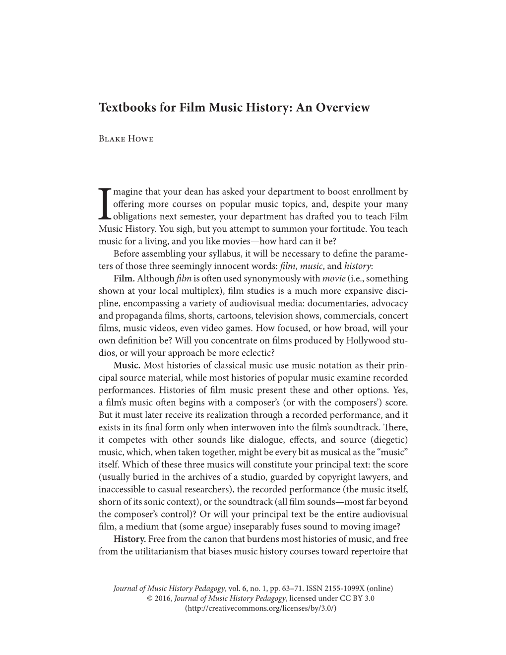 Textbooks for Film Music History: an Overview