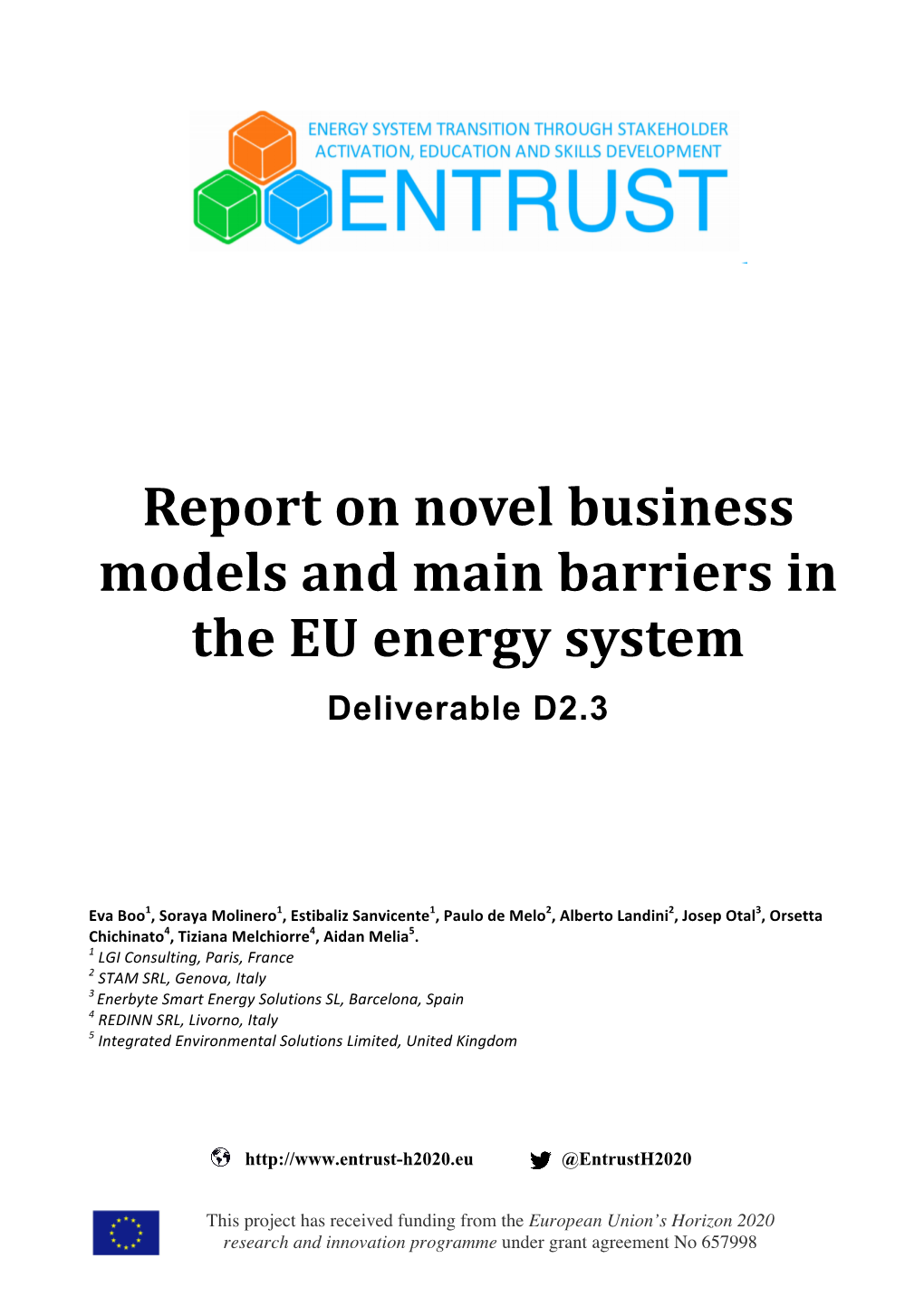 Report on Novel Business Models and Main Barriers in the EU Energy System Deliverable D2.3